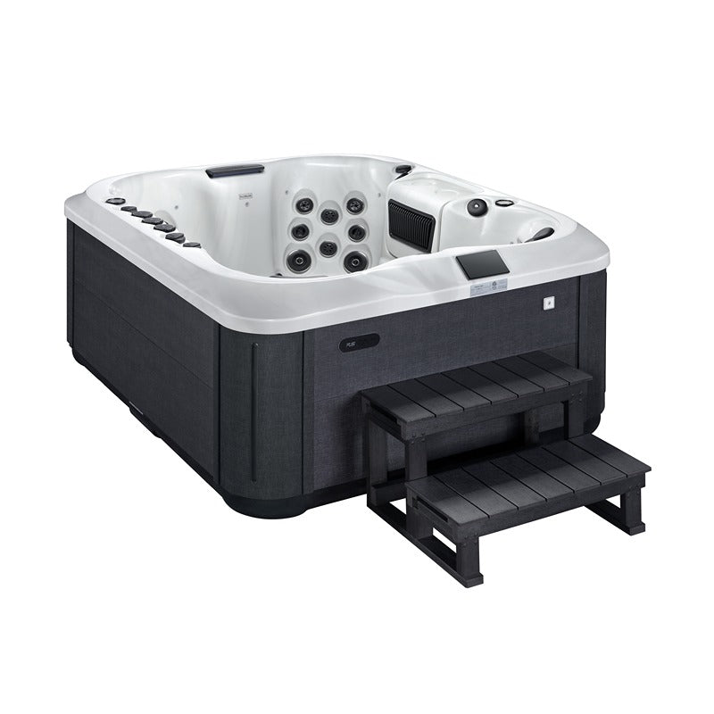 Platinum Spas Capri Luxury Hot Tub with access steps - more compact Hot tub with gray cladding, white inner basin and intuitive control panel